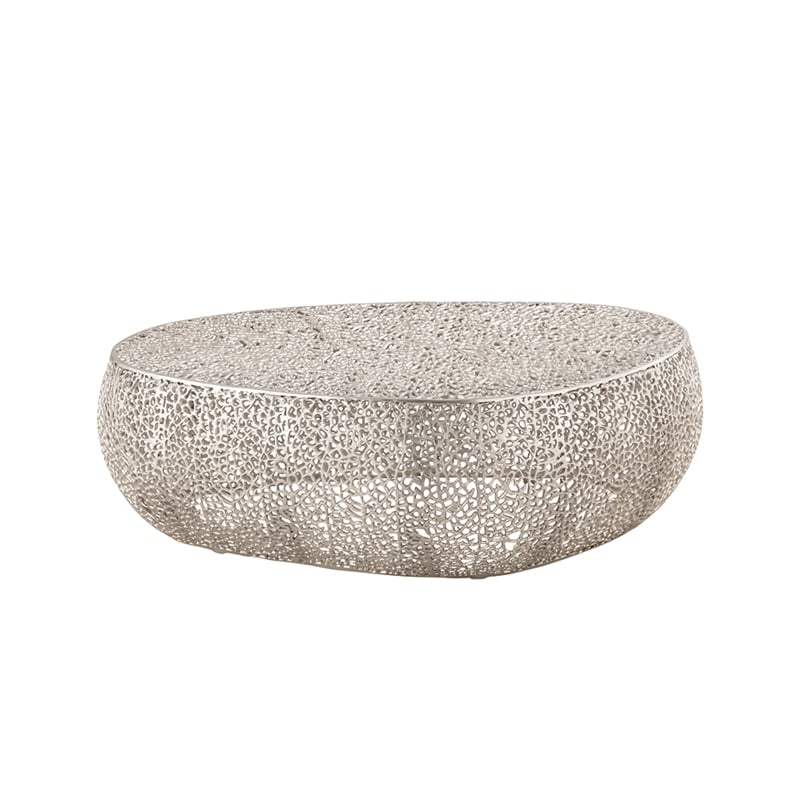 CT3601-50 Oval Shape Coffee Table Made with Aluminum in Silver Color