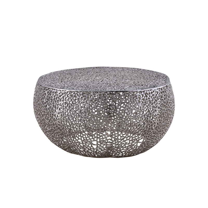 CT3502-32 Round Coffee Table Made with Aluminum in Silver Color