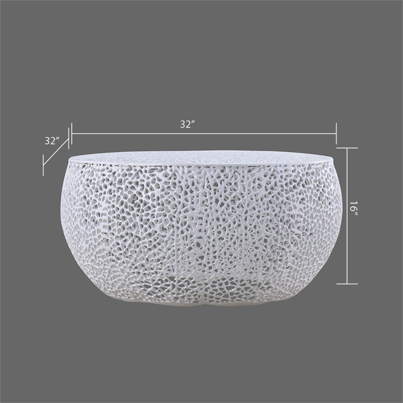 CT3502-32 in Round Coffee Table Made with Aluminum in White Color