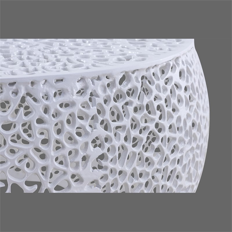 CT3502-32 in Round Coffee Table Made with Aluminum in White Color