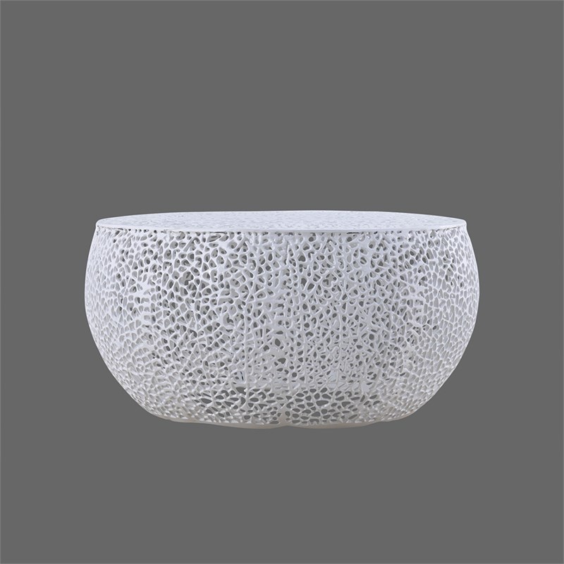 CT3502-32 in Round Coffee Table Made with Aluminum in White Color