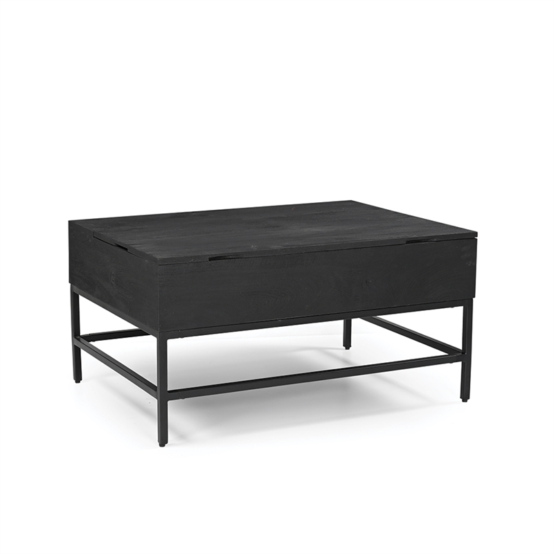 T1105-10 Lift Top Storage Coffee Table with Natural Finish in Black Color