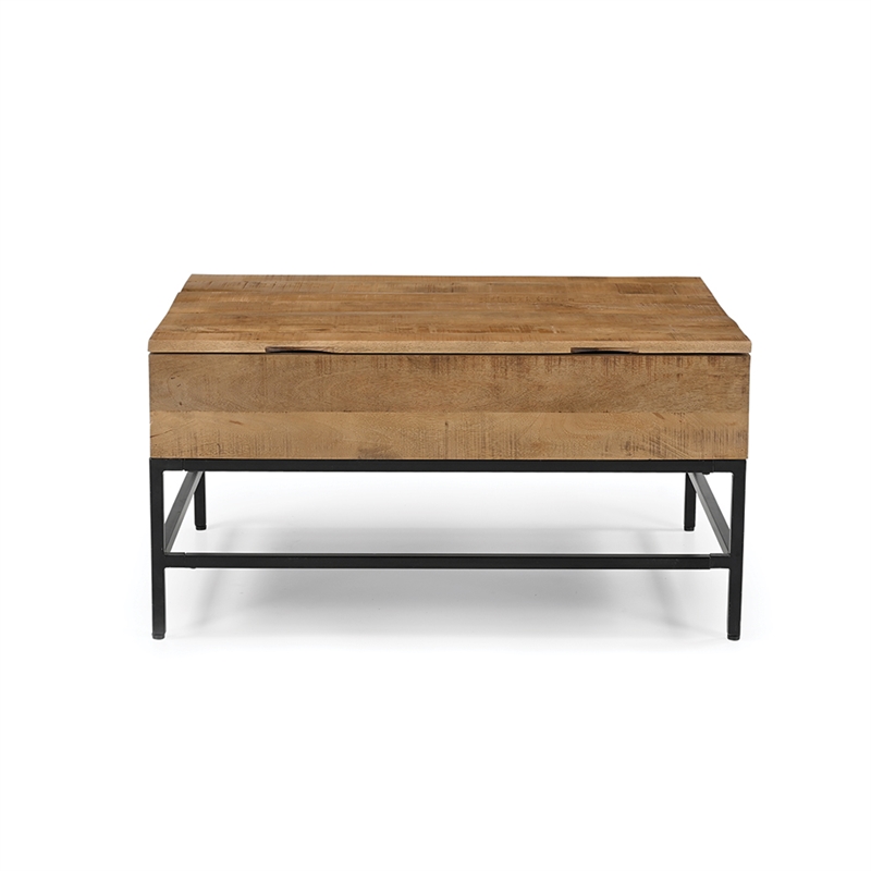 T1105-01 Lift Top Storage Coffee Table with Natural Finish in Natural Color
