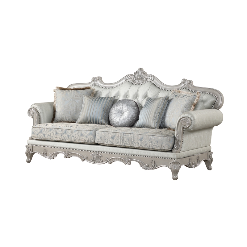 Tuscan Traditional Style 2 PC Living room Set  in Silver Color