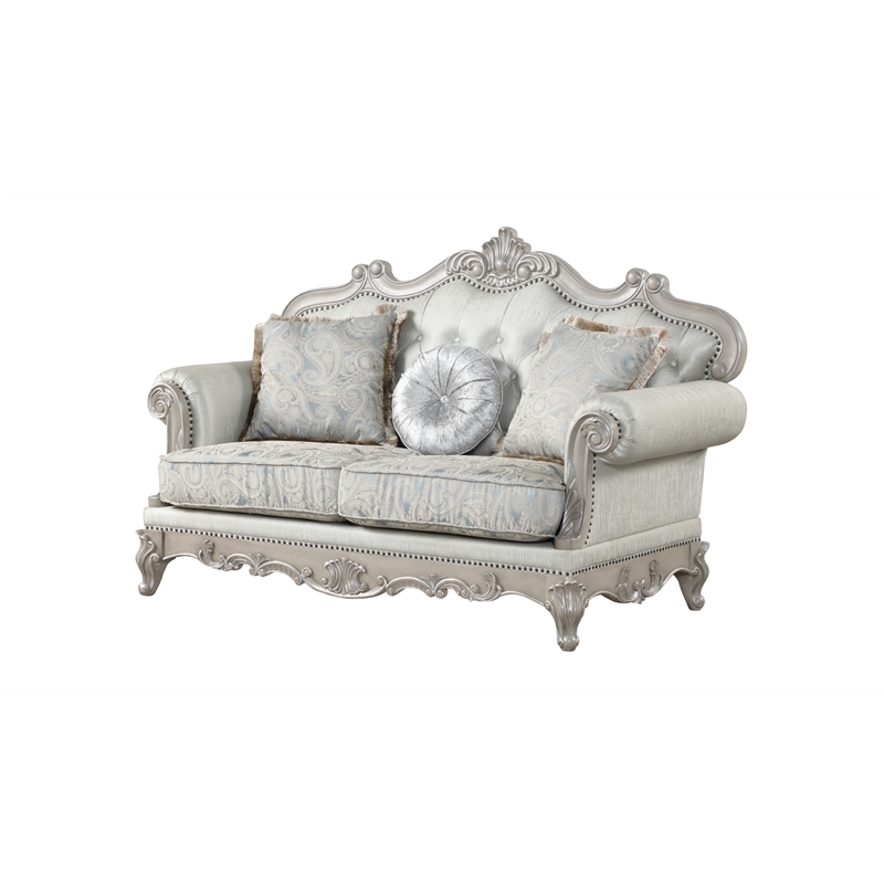 Tuscan Traditional Style 2 PC Living room Set  in Silver Color
