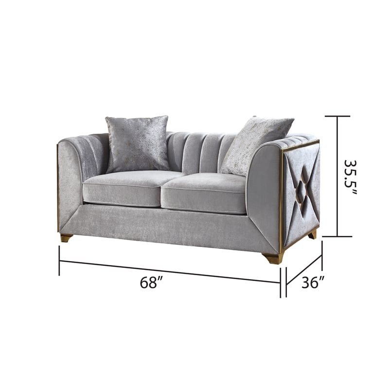 Valencia Modern Style 2 PC Living room Set Made with Wood in Silver Color