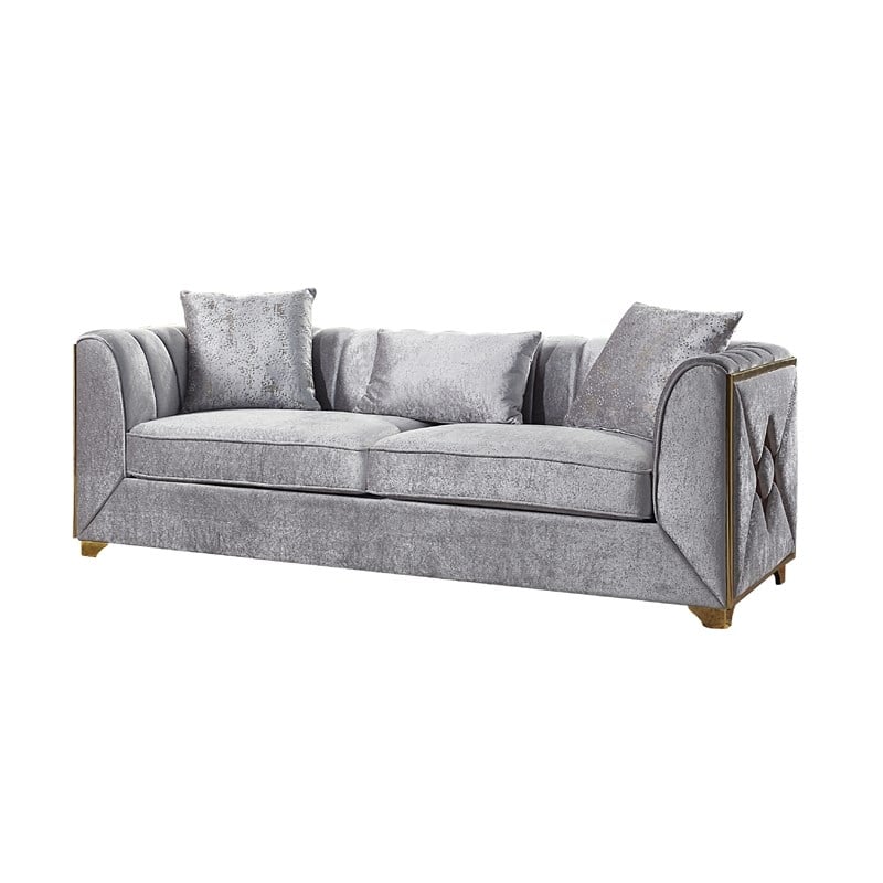 Valencia Modern Style 3 PC Living room Set Made with Wood in Silver Color