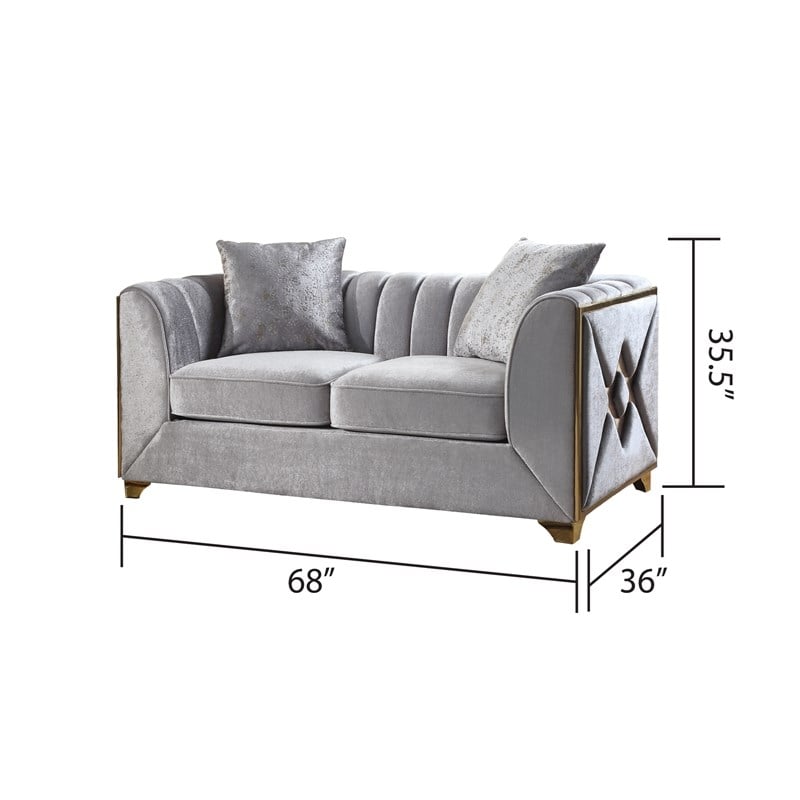 Valencia Modern Style 3 PC Living room Set Made with Wood in Silver Color