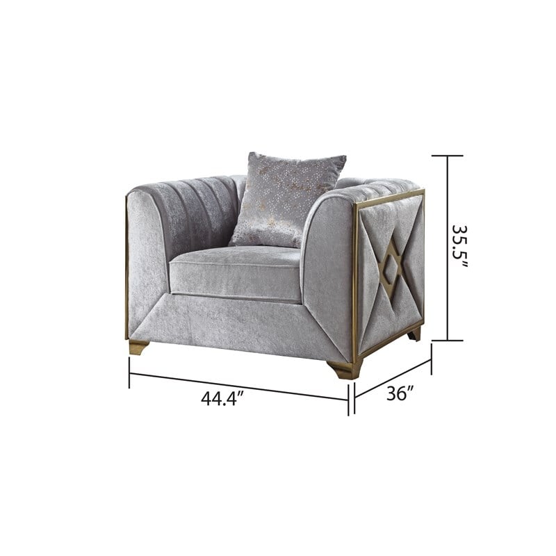 Valencia Modern Style 3 PC Living room Set Made with Wood in Silver Color