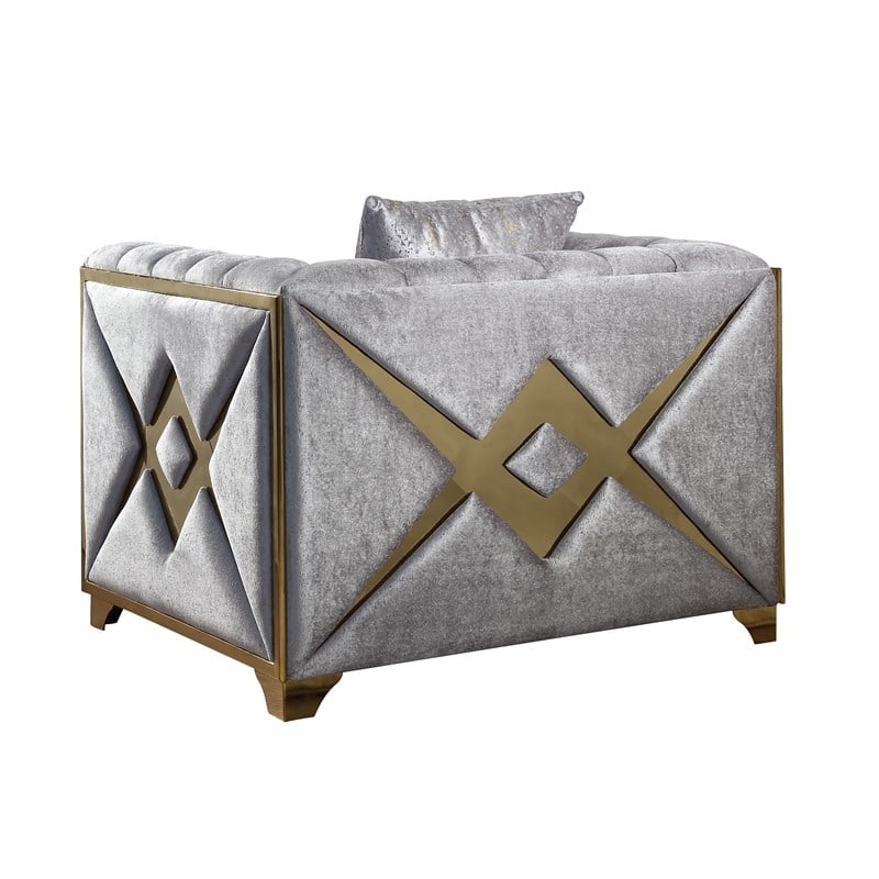 Valencia Modern Style 3 PC Living room Set Made with Wood in Silver Color