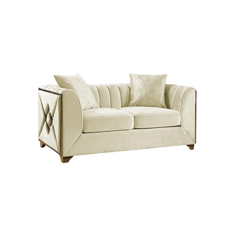 Valencia Modern Style 3 PC Living room Set Made with Wood in Cream Color