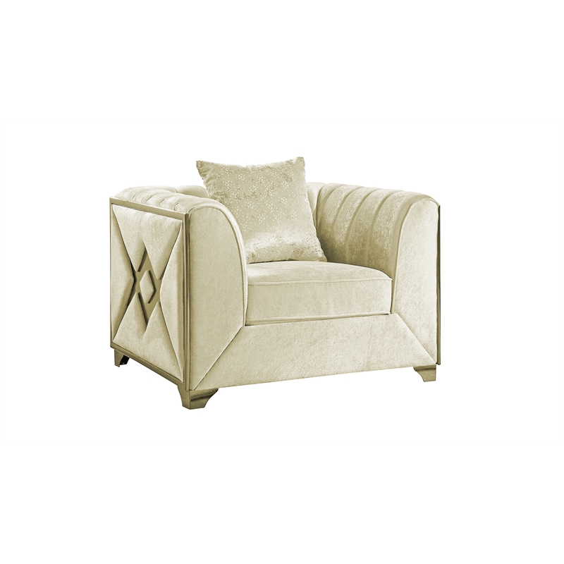Valencia Modern Style 3 PC Living room Set Made with Wood in Cream Color