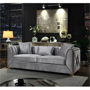 Valencia Modern Style Sofa in Gold Finish Made with Wood in Silver Color