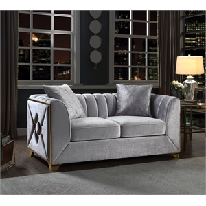 Valencia Modern Style Loveseat in Gold Finish Made with Wood in Silver Color