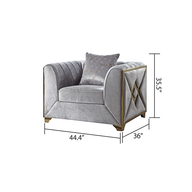 Valencia Modern Style Chair in Gold Finish Made with Wood in Silver Color