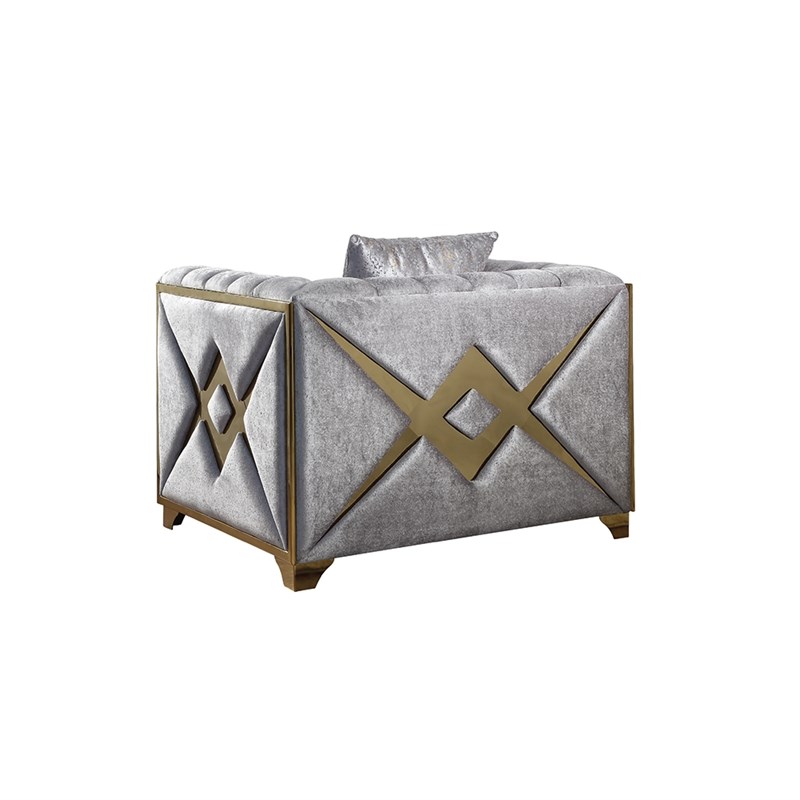 Valencia Modern Style Chair in Gold Finish Made with Wood in Silver Color