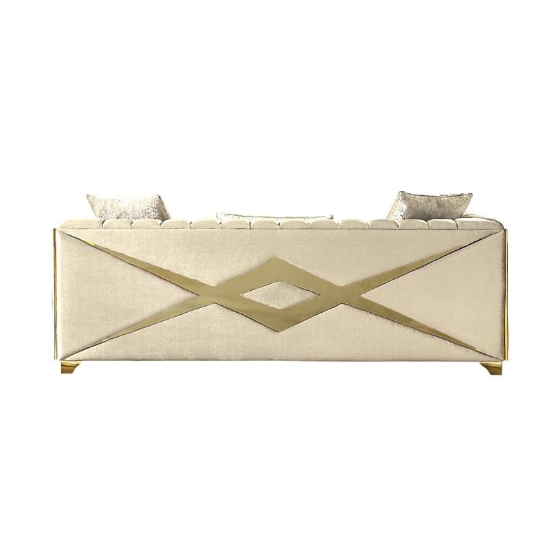 Valencia Modern Style Sofa in Gold Finish Made with Wood in Cream Color