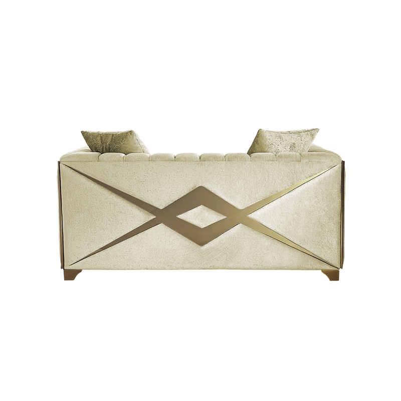Valencia Modern Style Loveseat in Gold Finish Made with Wood in Cream Color