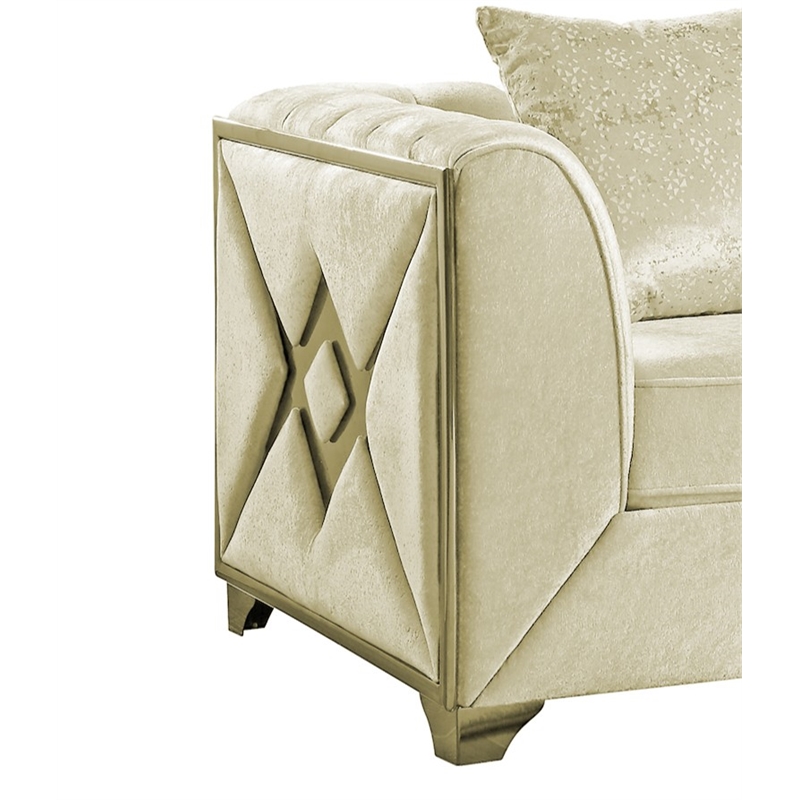 Valencia Modern Style Chair in Gold Finish Made with Wood in Cream Color