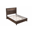 King bed Made with Wood and LED Headboard in Walnut Color