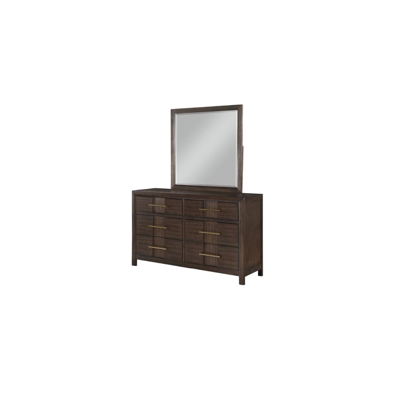 Mirror Modern Style Square Made With Wood Frame in Walnut Color