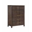 5 PC Full Modern Bedroom Set made with Wood in Walnut color