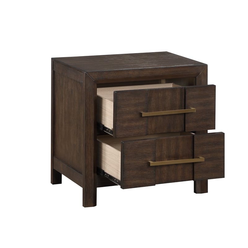 4 PC Queen Modern Bedroom Set made with Wood in Walnut color