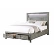 Queen Bed Made with Wood and LED Headboard in Gray Color