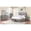 Queen Bed Made with Wood and LED Headboard in Gray Color