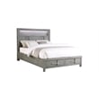 Queen Bed Made with Wood and LED Headboard in Gray Color
