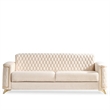 Luna Sofa Finished in Velvet Fabric made with wood in Ivory Color