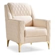 Luna Chair Finished in Velvet Fabric made with wood in Ivory Color