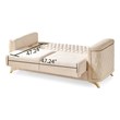 Luna 2 PC Finished in Velvet Fabric made with wood in Ivory Color