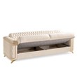 Luna 3 PC Finished in Velvet Fabric made with wood in Ivory Color