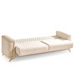 Luna 3 PC Finished in Velvet Fabric made with wood in Ivory Color
