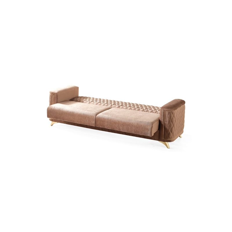 Luna Sofa Finished in Velvet Fabric made with wood in Copper Color