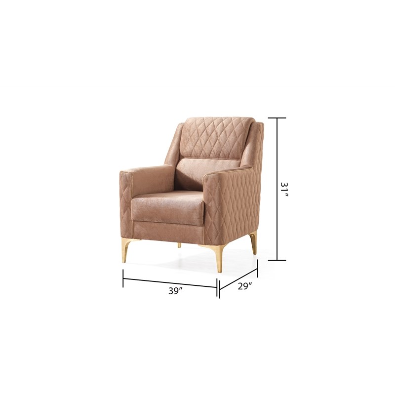 Luna Chair Finished in Velvet Fabric made with wood in Copper Color