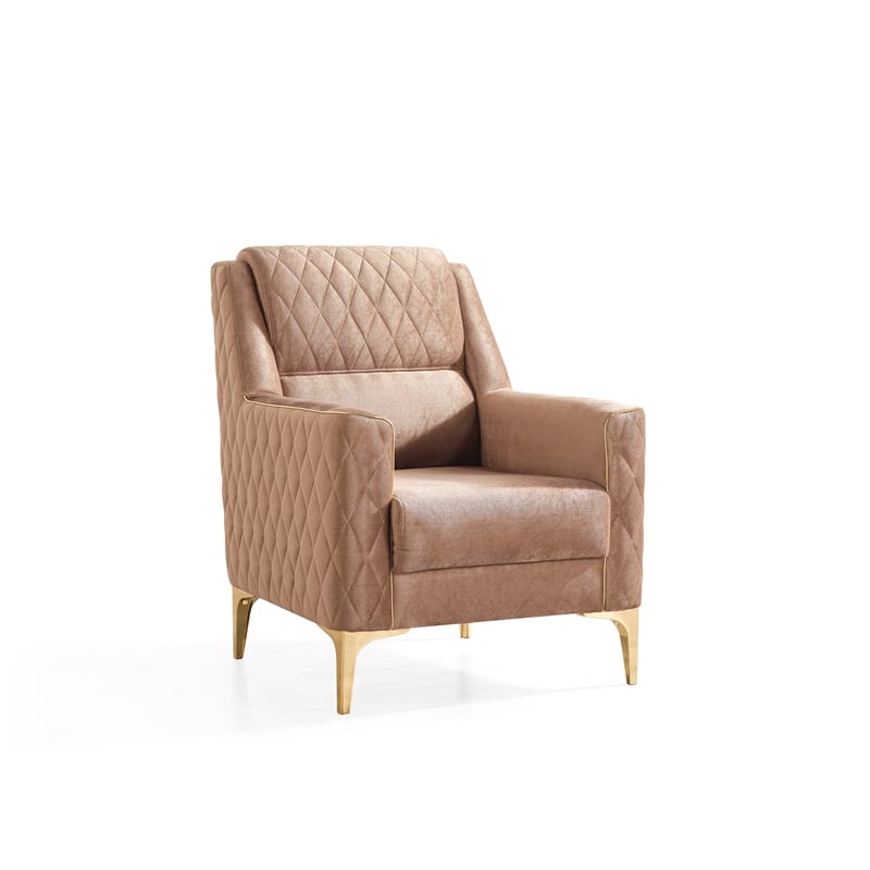 Luna 3 PC Finished in Velvet Fabric made with wood in Copper Color