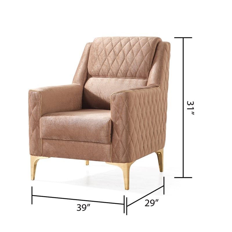 Luna 3 PC Finished in Velvet Fabric made with wood in Copper Color