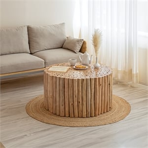 T1009-32 Contemporary Style Jungle Wood Coffee Table in Natural Color