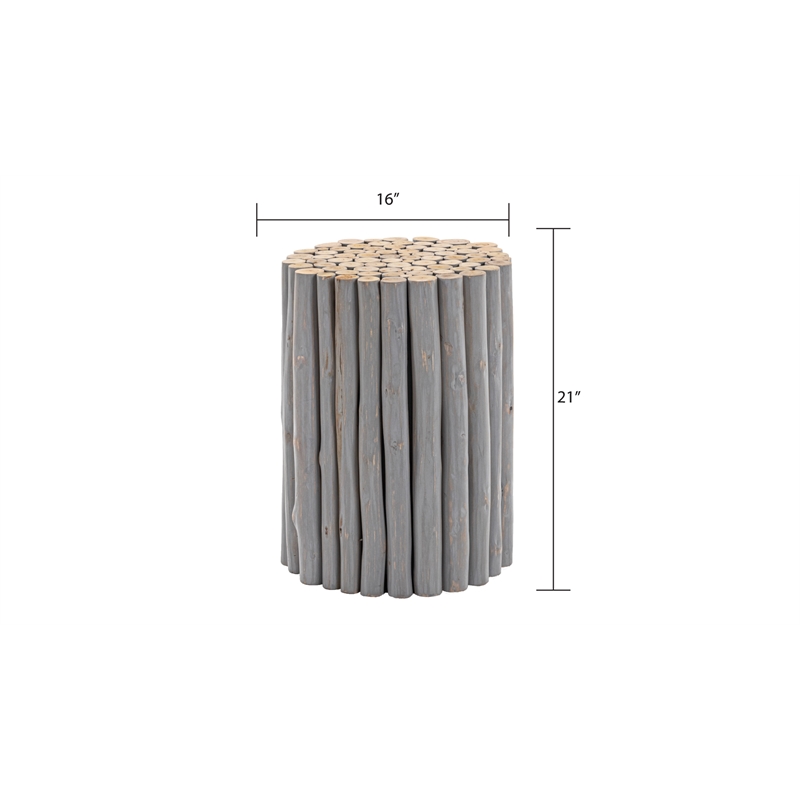 ET1009-16 Contemporary Style Jungle Wood End Table in Gray Color