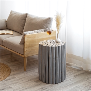 ET1009-16 Contemporary Style Jungle Wood End Table in Gray Color