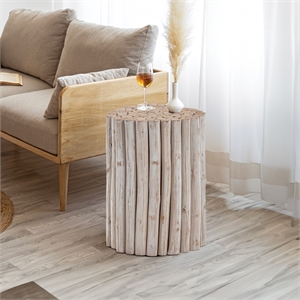 ET1009-16 Contemporary Style Jungle Wood End Table in White Wash Color
