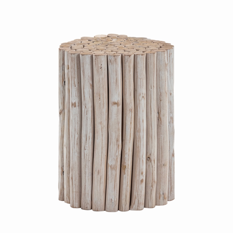 ET1009-16 Contemporary Style Jungle Wood End Table in White Wash Color