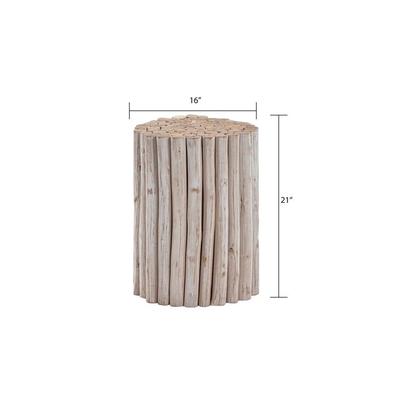 ET1009-16 Contemporary Style Jungle Wood End Table in White Wash Color