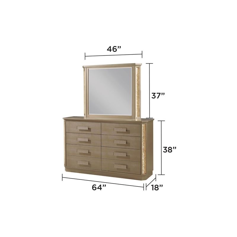 Medusa Modern Style Copper & Gold Finish Dresser made with Wood (NO MIRROR)