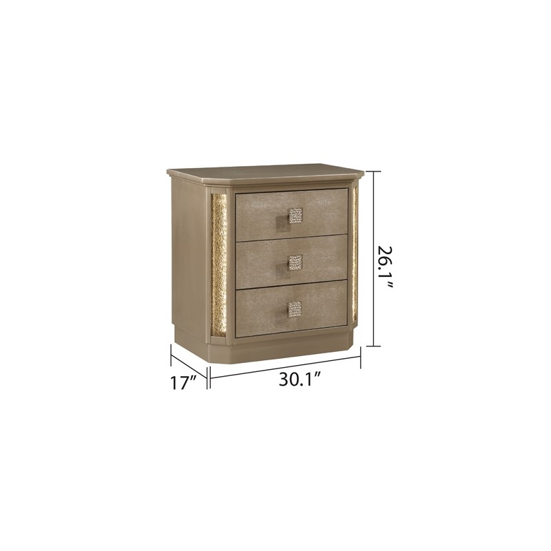 Medusa Modern Style Copper & Gold Finish Nightstand made with Wood