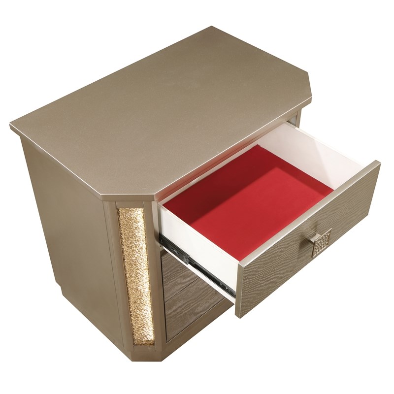 Medusa Modern Style Copper & Gold Finish Nightstand made with Wood