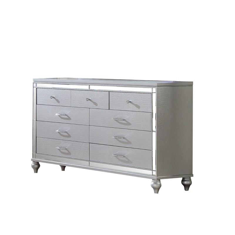 Lizelle Upholstery Queen 5 Pc Bedroom Set made with wood in Gray