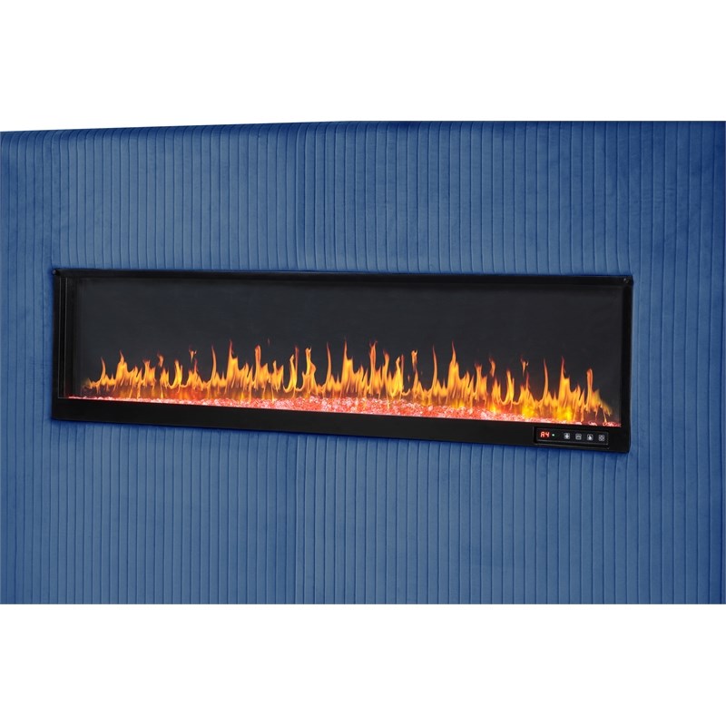 Lizelle 5-Piece Velvet Upholstered King Bedroom Set in Blue